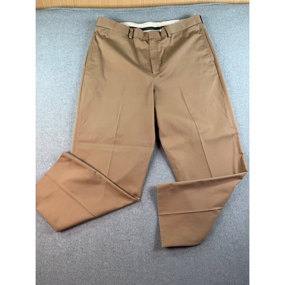 LL Bean Natural Fit Khaki Chino Pants Mens 37x31 Tan 100% Cotton Straight Leg